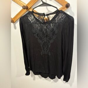 SEA NEW YORK- Black Lace Detail Blouse